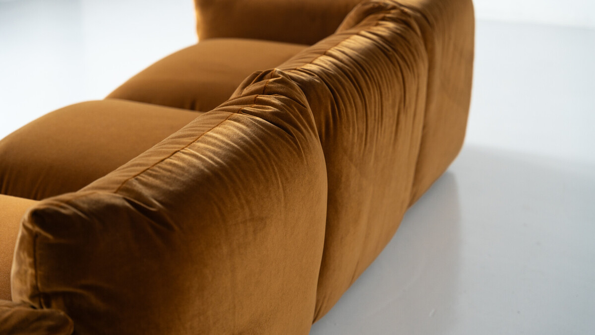 Mid-Century Modern Three Seater Marenco Sofa by Mario Marenco- New Velvet Upholstery