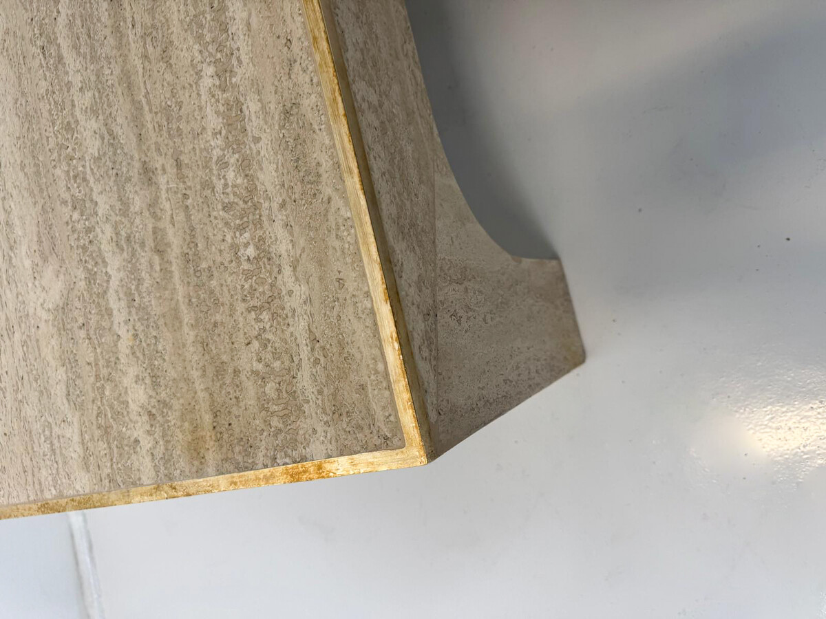 Mid-Century Modern Travertine Coffee Table by Willy Rizzo, Italy, 1970s