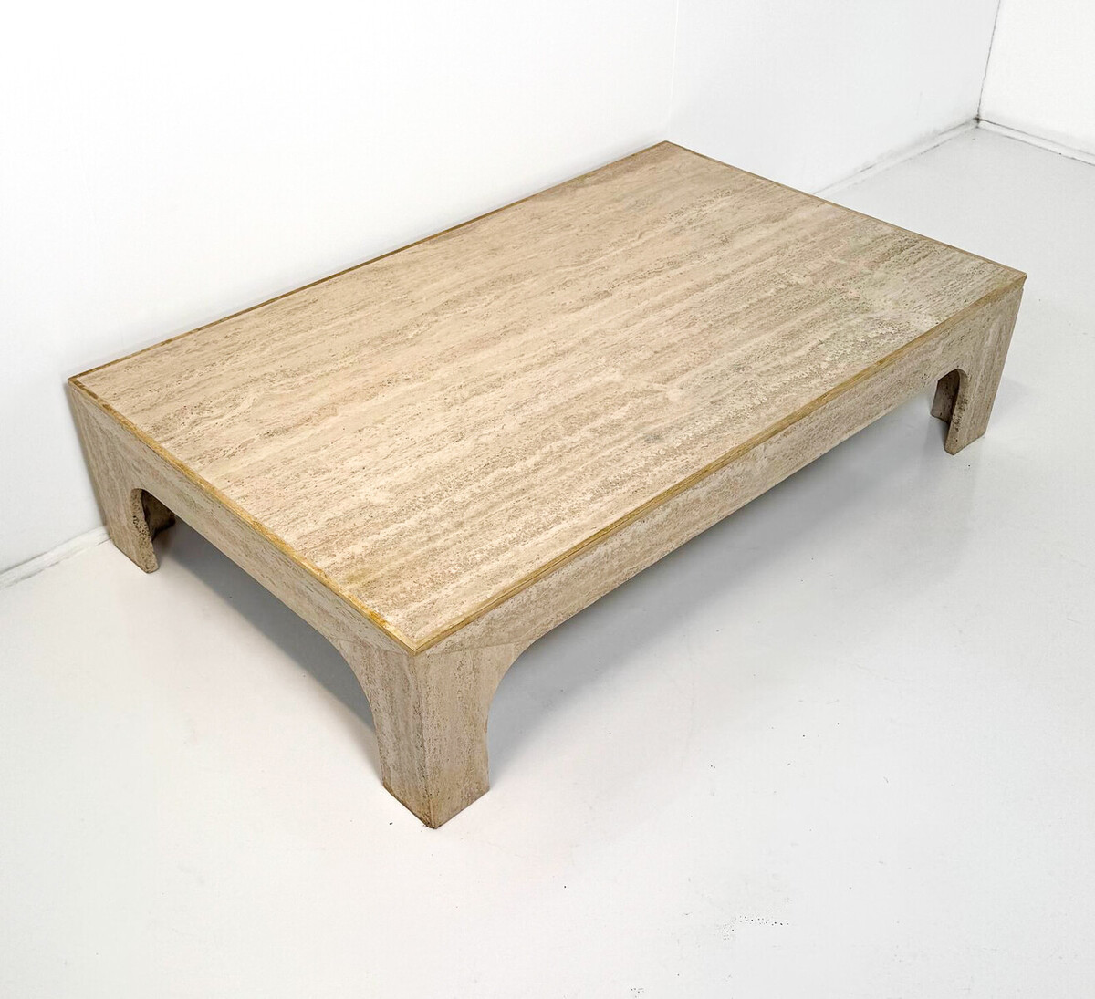 Mid-Century Modern Travertine Coffee Table by Willy Rizzo, Italy, 1970s