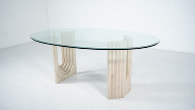 Mid-Century Modern Travertine Dining Table by Carlo Scarpa, 1970s