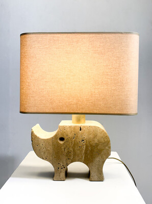 Mid-Century Modern Travertine Rhinoceros Table Lamp by Fratelli Manelli, 1970s