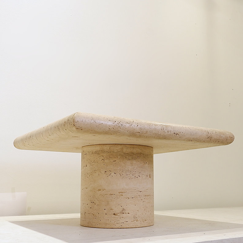 Mid-century modern Vintage Travertine Side Table by Angelo Mangiarotti, Up and UP