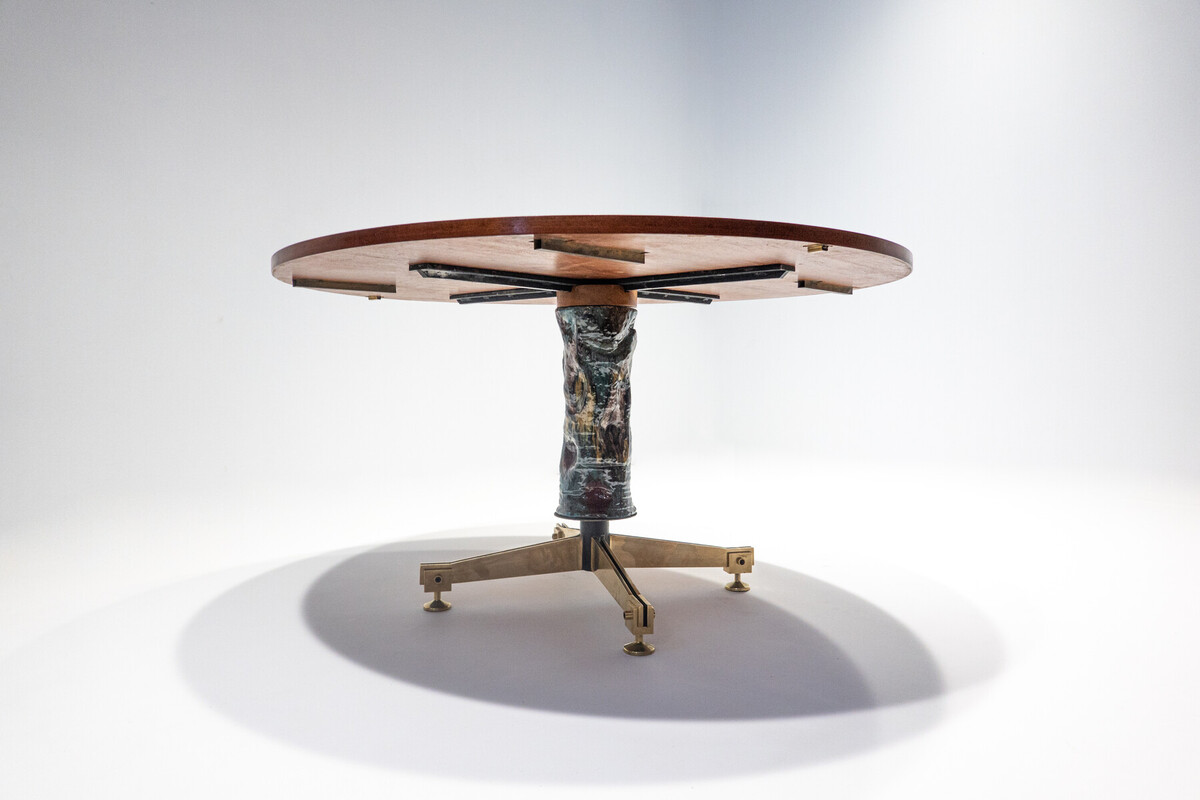 Mid-Century Modern Wood and Ceramic Extendable Dining Table by Melchiorre Bega and Pietro Melandri, Italy, 1950s
