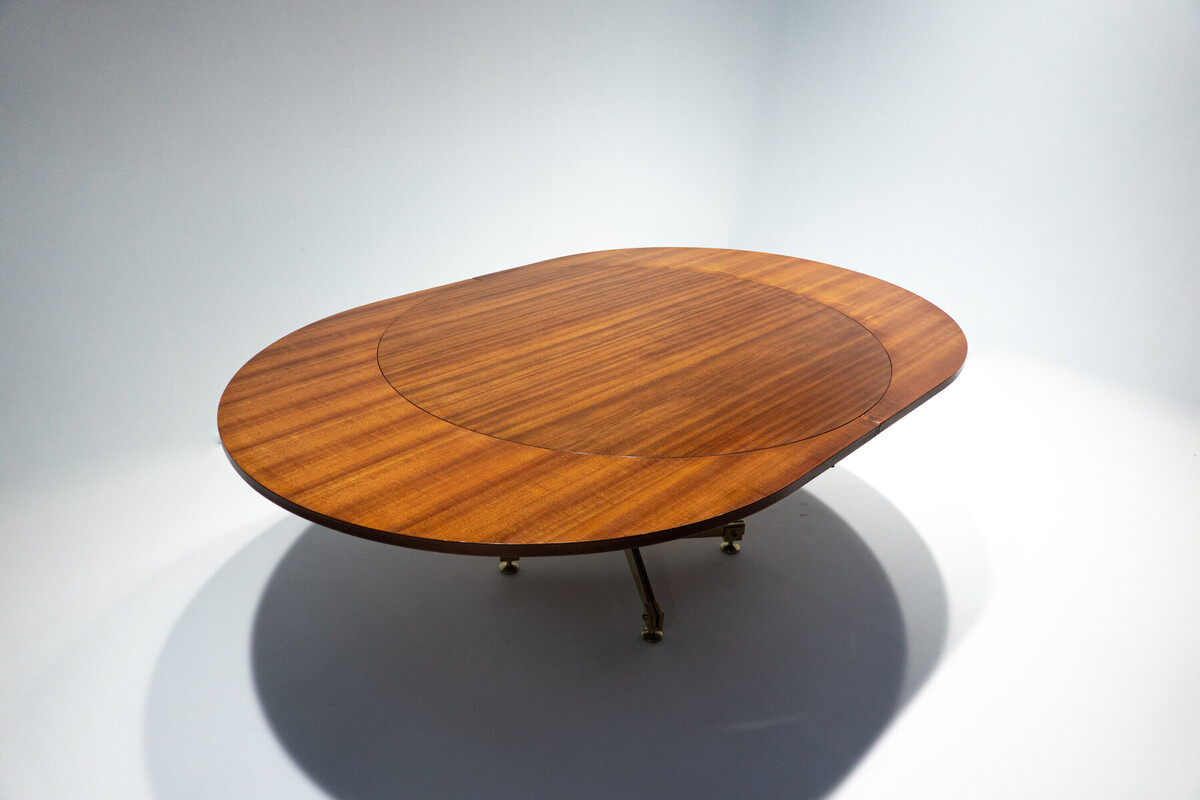 Mid-Century Modern Wood and Ceramic Extendable Dining Table by Melchiorre Bega and Pietro Melandri, Italy, 1950s
