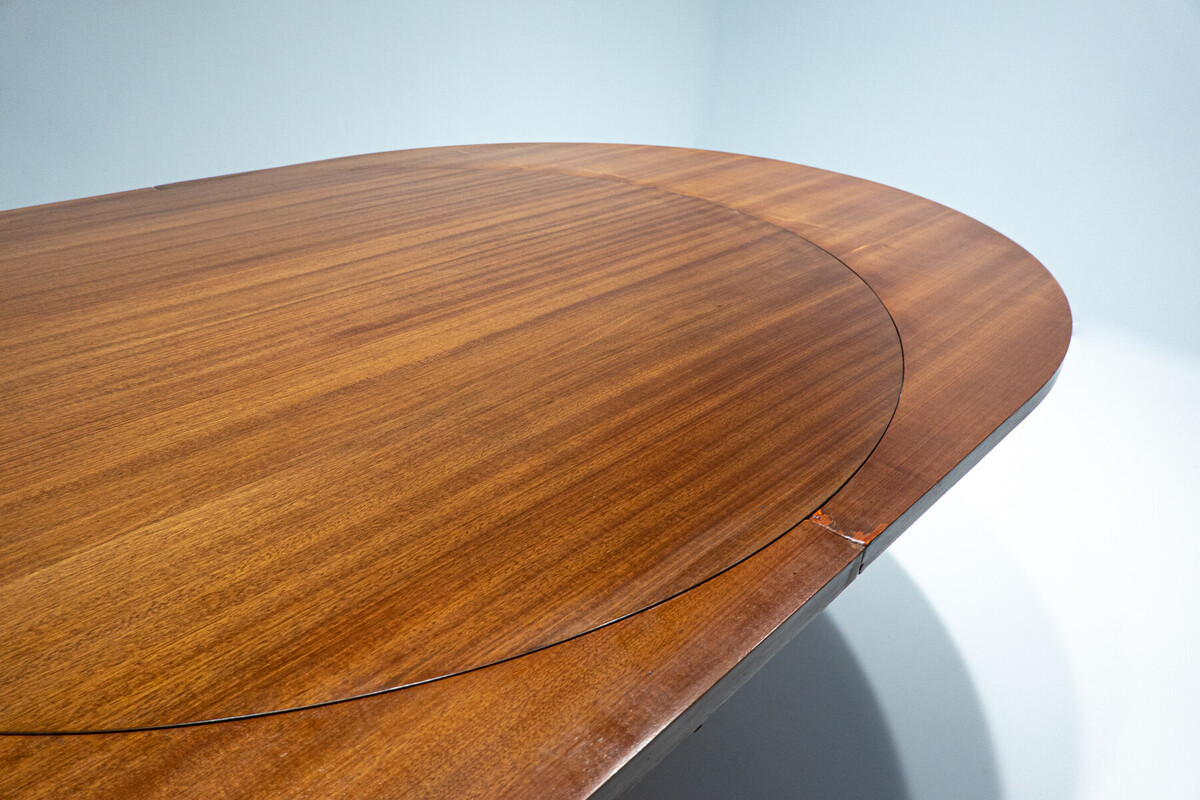 Mid-Century Modern Wood and Ceramic Extendable Dining Table by Melchiorre Bega and Pietro Melandri, Italy, 1950s