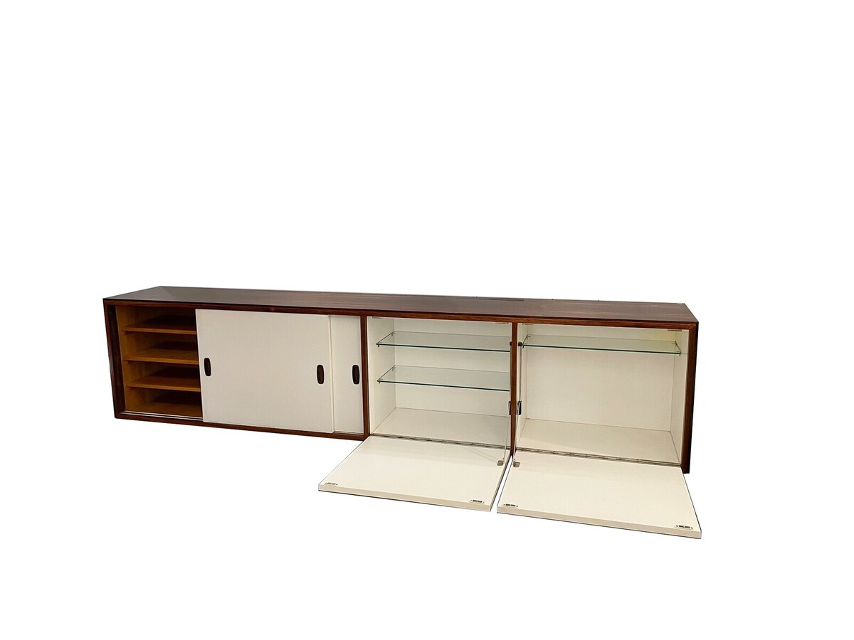 Mid-Century Modern Wooden Suspended Sideboard, 1970s