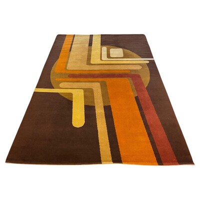 Mid-Century Modern Wool Rug with Geometric Pattern, Italy, 1970s