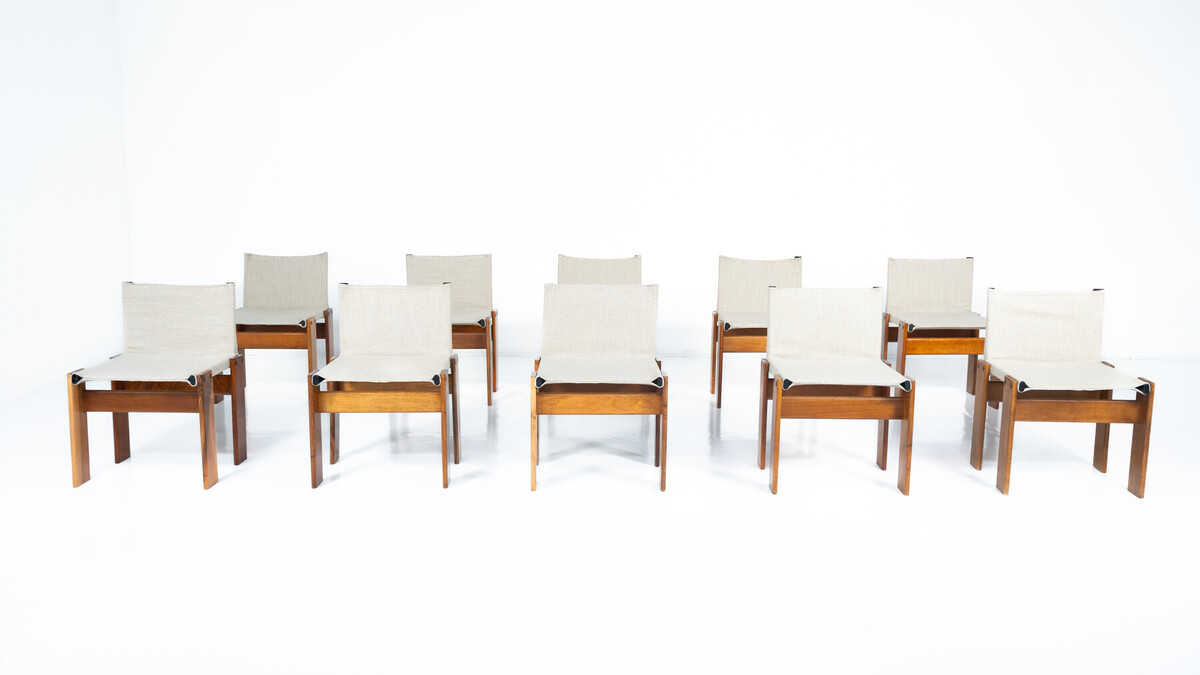 Mid-Century Monk Dining Chairs by Afra & Tobia Scarpa for Molteni, 1970s - New Canvas