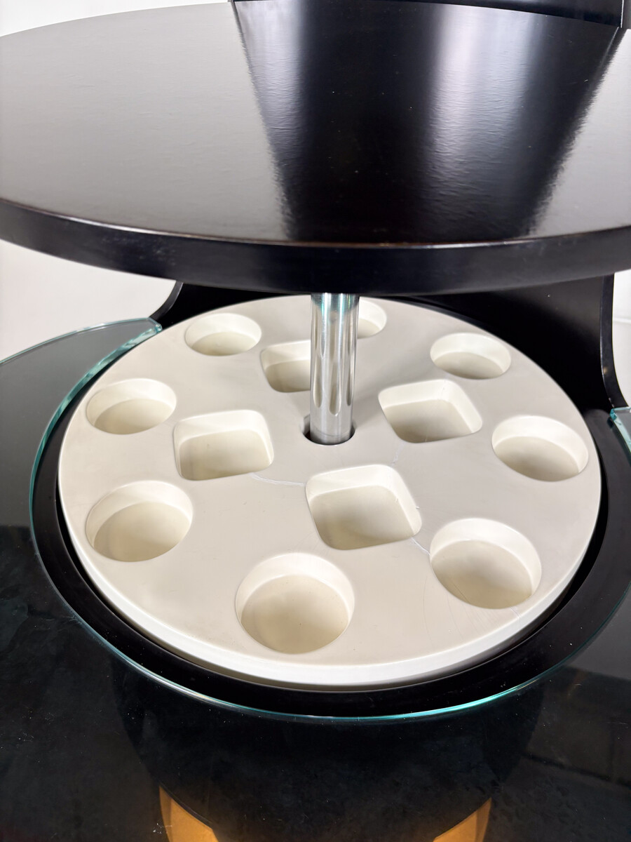Mid-Century Motorized Bar by Willy Rizzo, Wood Metal and Glass, Italy, 1970s