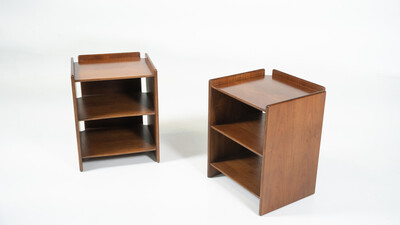 Mid-Century Pair of Wooden Nightstands, Italy, 1960s