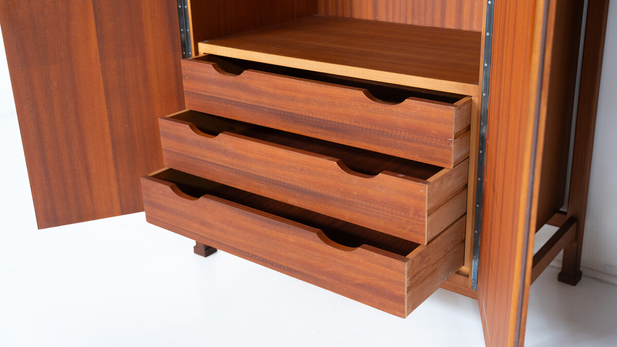 Mid-Century Pair of Wooden Wardrobes, Italy, 1960s