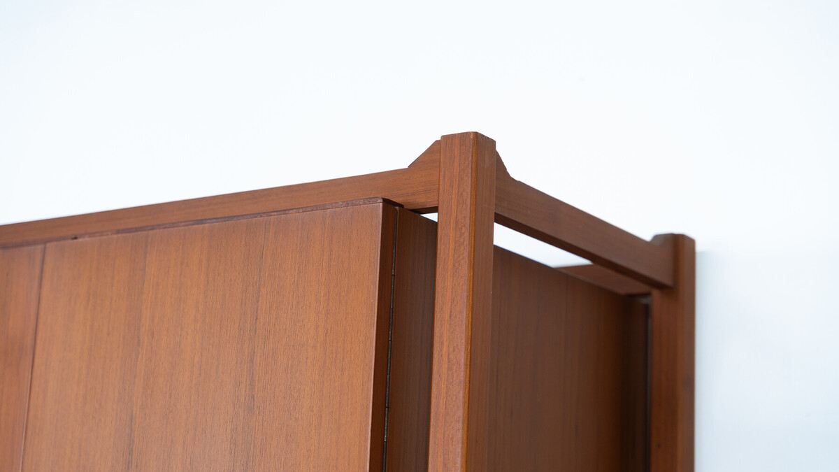 Mid-Century Pair of Wooden Wardrobes, Italy, 1960s