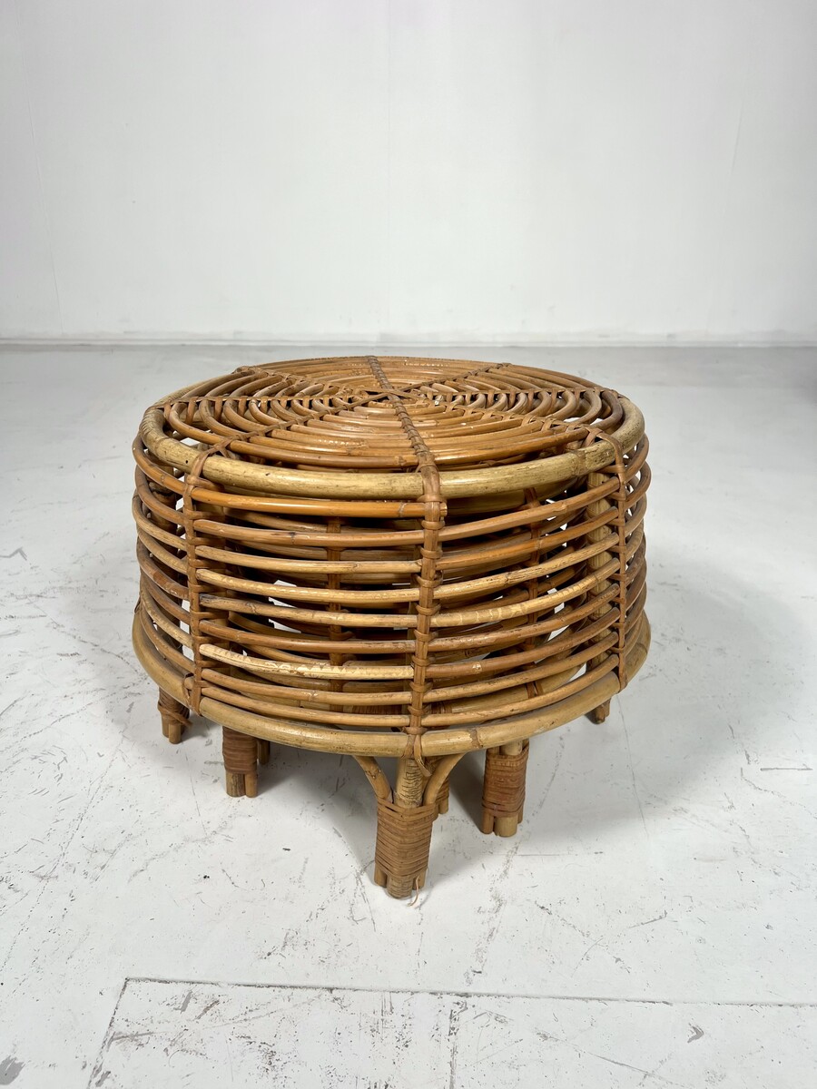 Mid-Century Rattan Nesting Coffee Table, Set of 3