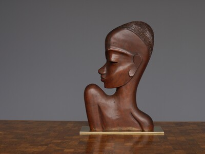 Mid Century Sculpture Of An African Woman, Werkstätten Hagenauer
