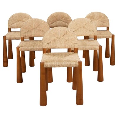 Mid-Century Set of 6 Italian Dining chairs by Alessandro Becchi, 1970s