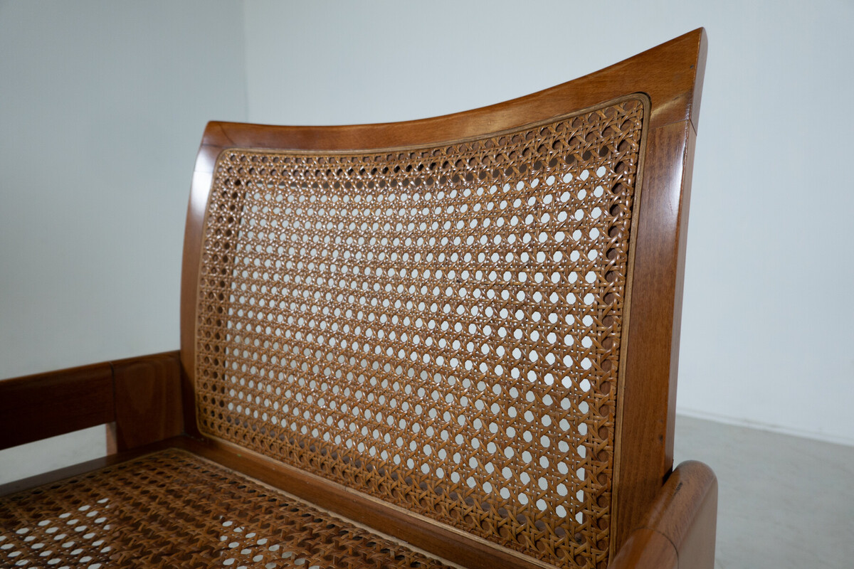 Mid-Century Set of 6 Wooden Chairs, Oak and Cane,1970s, Italy