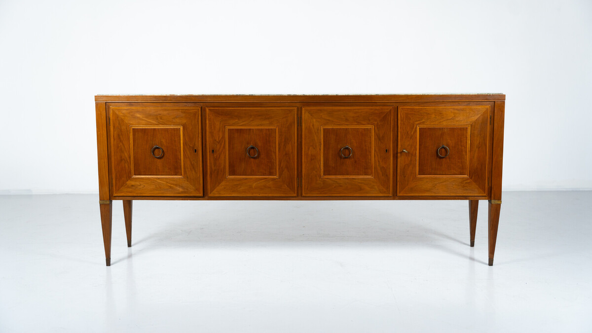Mid-Century Sideboard by Paolo Buffa ,Wood and Marble, Italy, 1950s