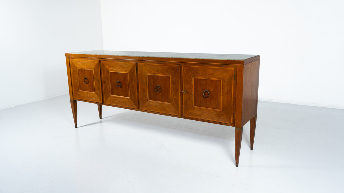 Mid-Century Sideboard by Paolo Buffa ,Wood and Marble, Italy, 1950s