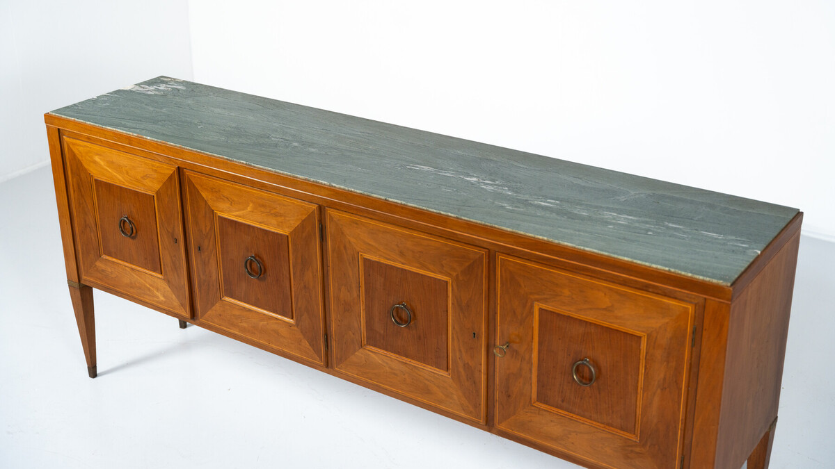 Mid-Century Sideboard by Paolo Buffa ,Wood and Marble, Italy, 1950s