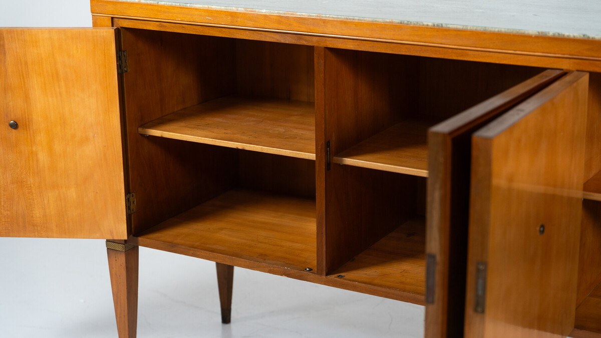 Mid-Century Sideboard by Paolo Buffa ,Wood and Marble, Italy, 1950s