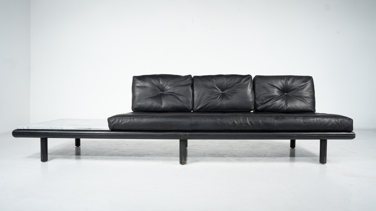 Mid-Century Three-Seater Sofa by Franz Köttgen for Kill International, Leather and Marble, 1960s