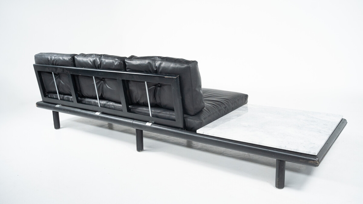 Mid-Century Three-Seater Sofa by Franz Köttgen for Kill International, Leather and Marble, 1960s