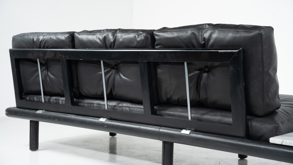 Mid-Century Three-Seater Sofa by Franz Köttgen for Kill International, Leather and Marble, 1960s
