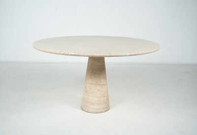 Mid-Century Travertine Dining Table in style of Angelo Mangiarotti, Italy, 1970s