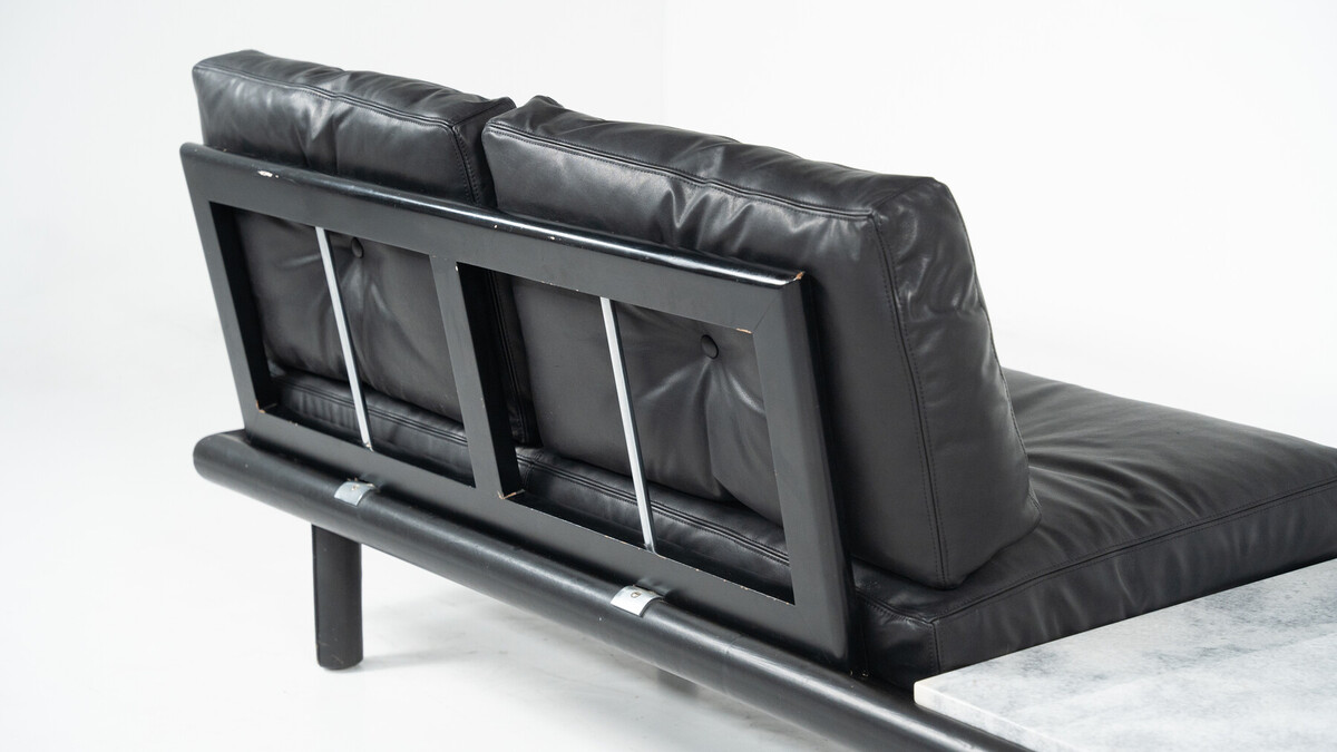 Mid-Century Two-Seater Sofa by Franz Köttgen for Kill International, Leather and Marble, 1960s