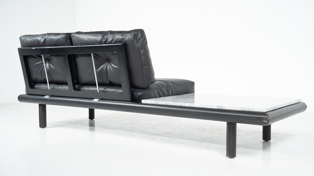 Mid-Century Two-Seater Sofa by Franz Köttgen for Kill International, Leather and Marble, 1960s