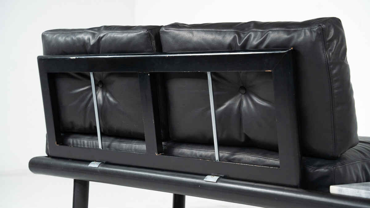 Mid-Century Two-Seater Sofa by Franz Köttgen for Kill International, Leather and Marble, 1960s