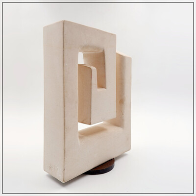 Minimalist sculpture in polished stone- Signed and dated 1973