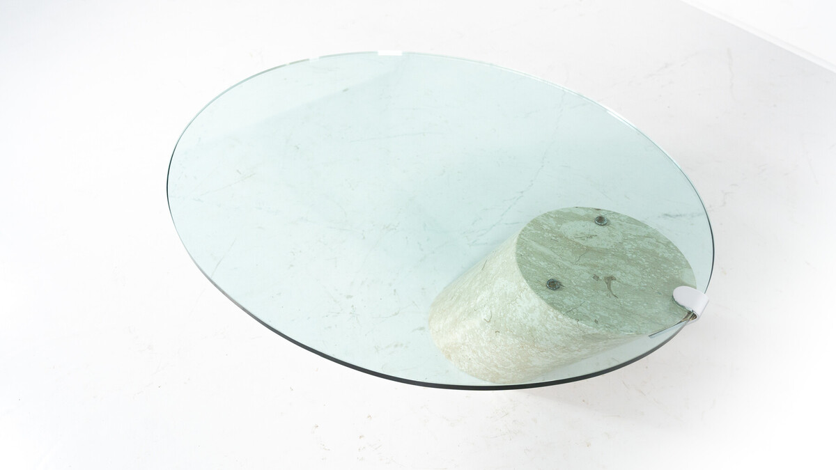 Model K1000 Travertine & Glass Coffee Table By Team Form