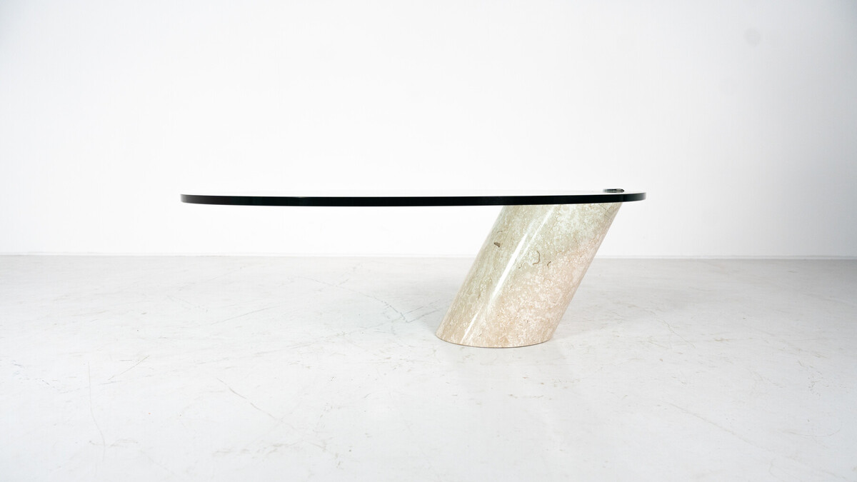 Model K1000 Travertine & Glass Coffee Table By Team Form