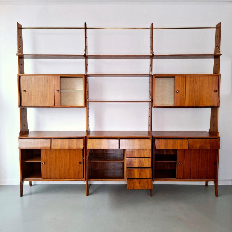 Modular Shelving Unit, Italy, 1950s