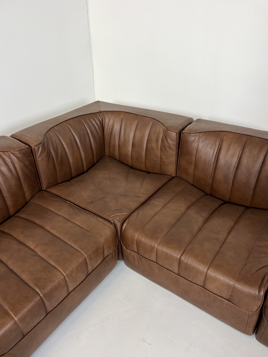 Modular Sofa Model '9000' By Tito Agnoli For Arflex, Italy, 1970s, Leather Upholstery