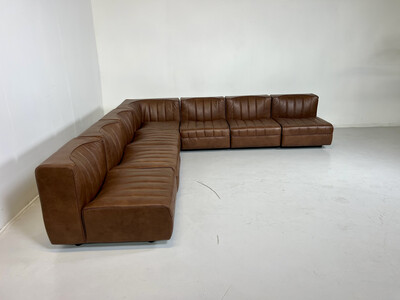 Modular Sofa Model '9000' By Tito Agnoli For Arflex, Italy, 1970s, Leather Upholstery