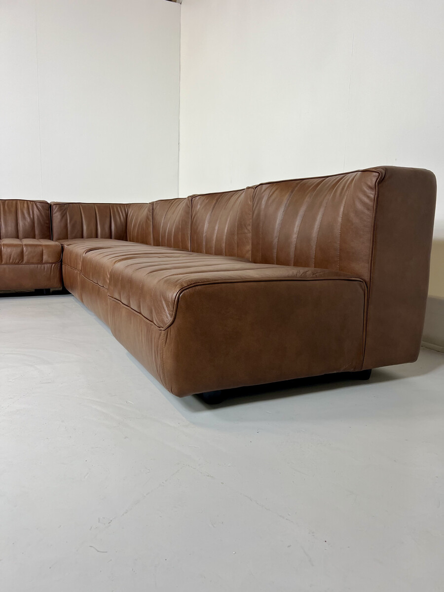 Modular Sofa Model '9000' By Tito Agnoli For Arflex, Italy, 1970s, Leather Upholstery
