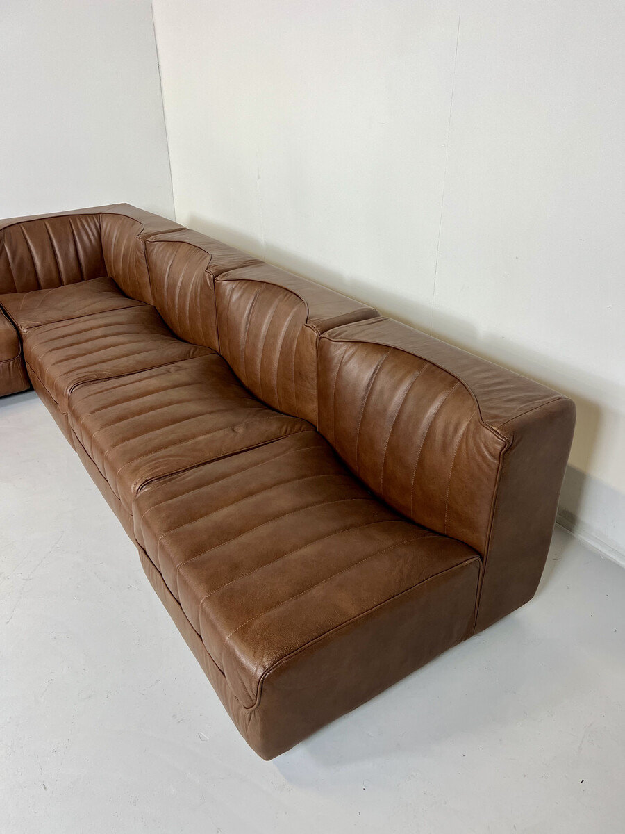 Modular Sofa Model '9000' By Tito Agnoli For Arflex, Italy, 1970s, Leather Upholstery