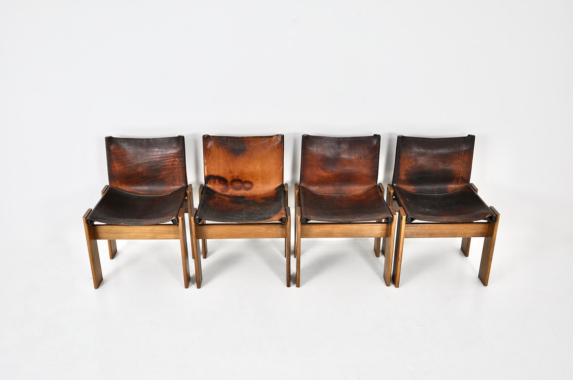 Monk Dining Chairs by Afra & Tobia Scarpa for Molteni, 1970s, set of 4