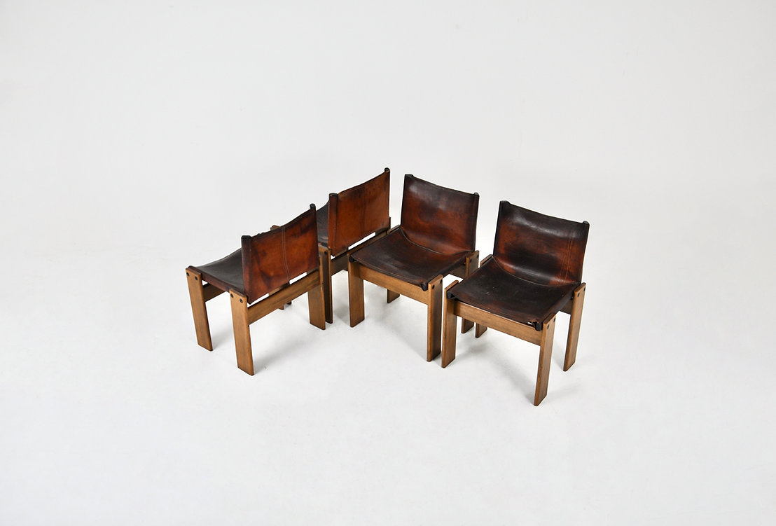 Monk Dining Chairs by Afra & Tobia Scarpa for Molteni, 1970s, set of 4