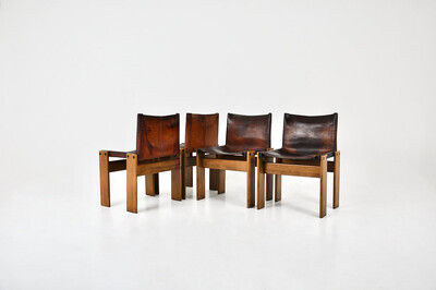 Monk Dining Chairs by Afra & Tobia Scarpa for Molteni, 1970s, set of 4