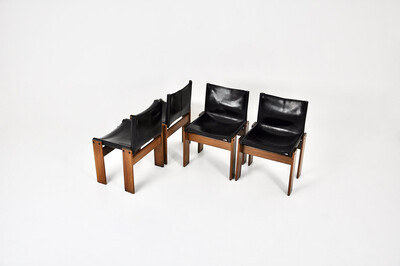 Monk Dining Chairs by Afra & Tobia Scarpa for Molteni, 1970s, set of 4