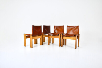 Monk Dining Chairs by Afra & Tobia Scarpa for Molteni, 1970s, set of 4