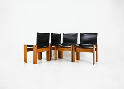 Monk Dining Chairs by Afra & Tobia Scarpa for Molteni, 1970s, set of 4