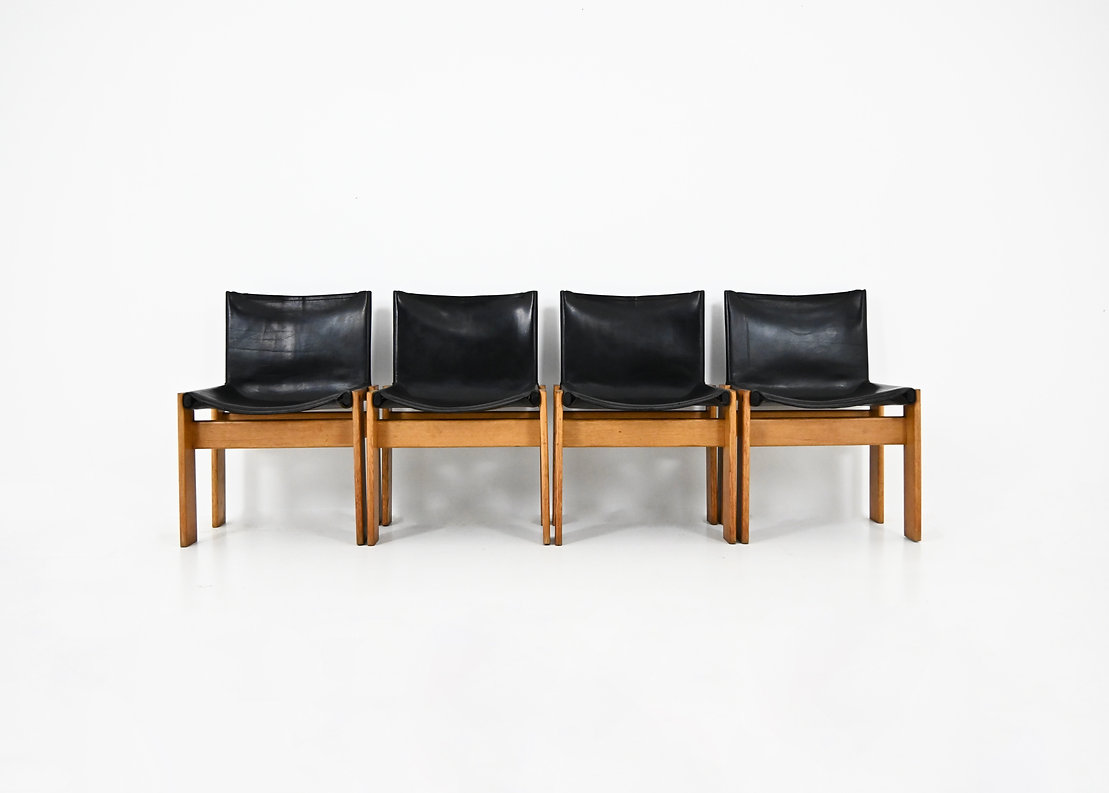 Monk Dining Chairs by Afra & Tobia Scarpa for Molteni, 1970s, set of 4