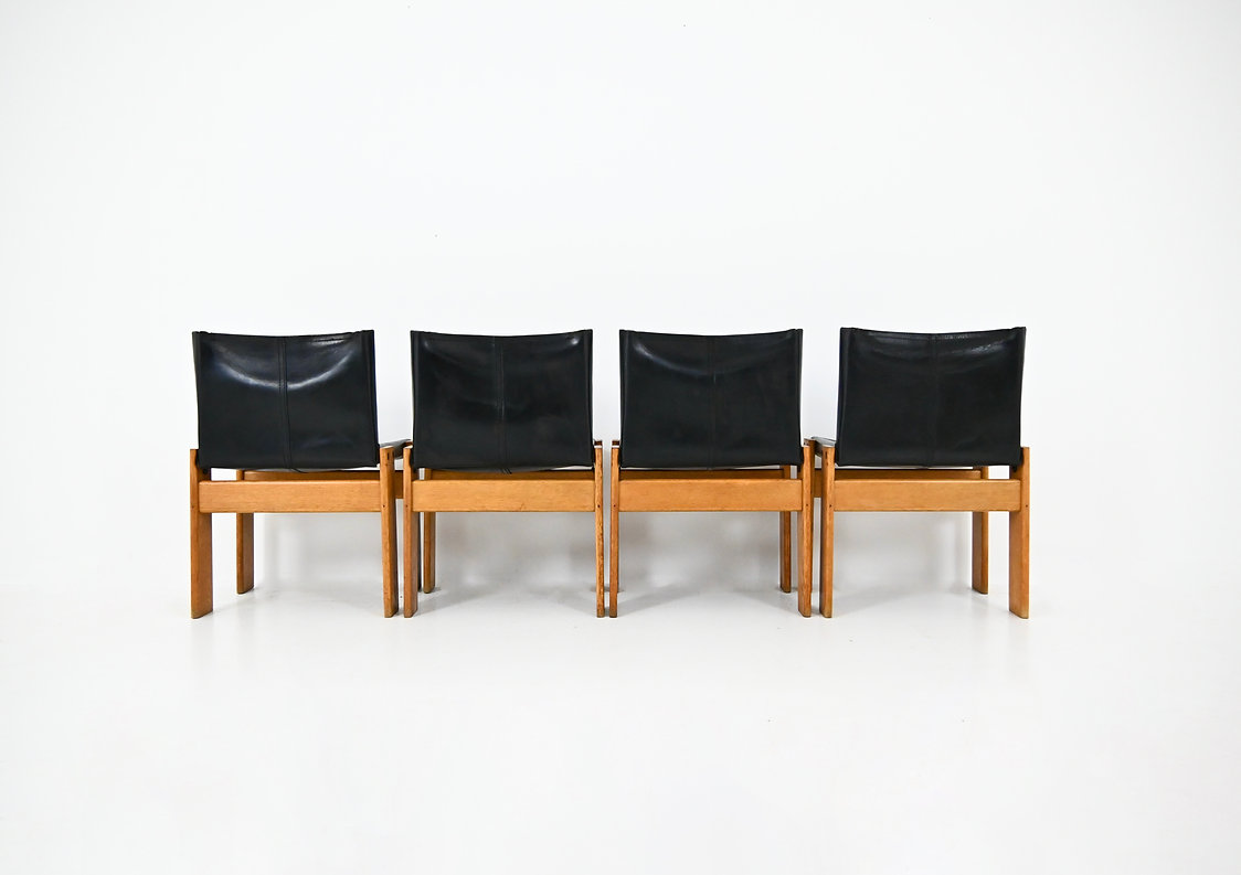 Monk Dining Chairs by Afra & Tobia Scarpa for Molteni, 1970s, set of 4