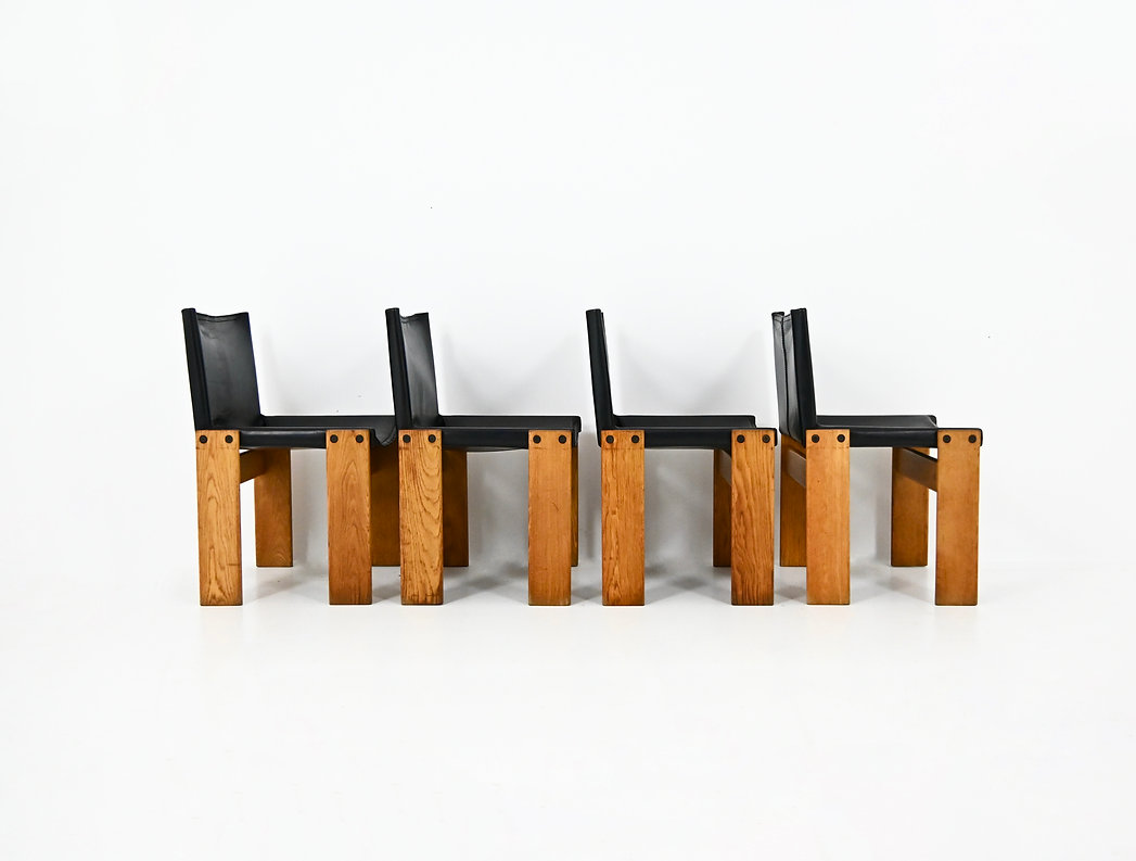 Monk Dining Chairs by Afra & Tobia Scarpa for Molteni, 1970s, set of 4