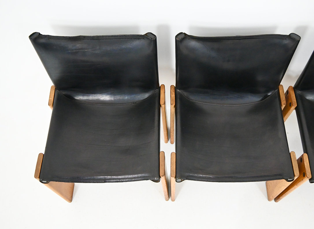 Monk Dining Chairs by Afra & Tobia Scarpa for Molteni, 1970s, set of 4