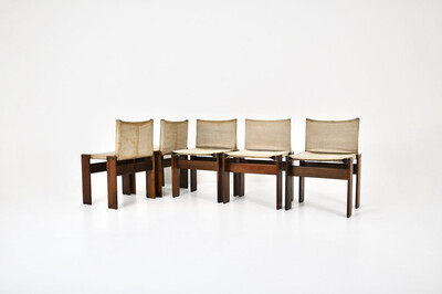 Monk Dining Chairs by Afra & Tobia Scarpa for Molteni, 1970s, set of 5